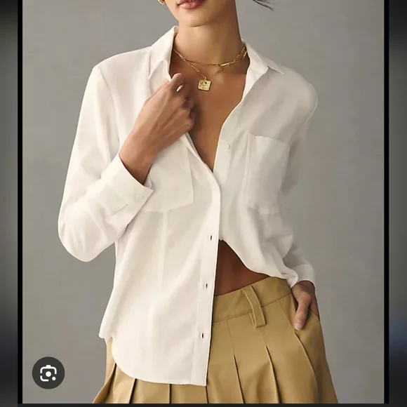 Cloth & Stone Seamed White Button Down Shirt 100% Tencel Lyocell | Sz M | NWOT - Picture 1 of 11